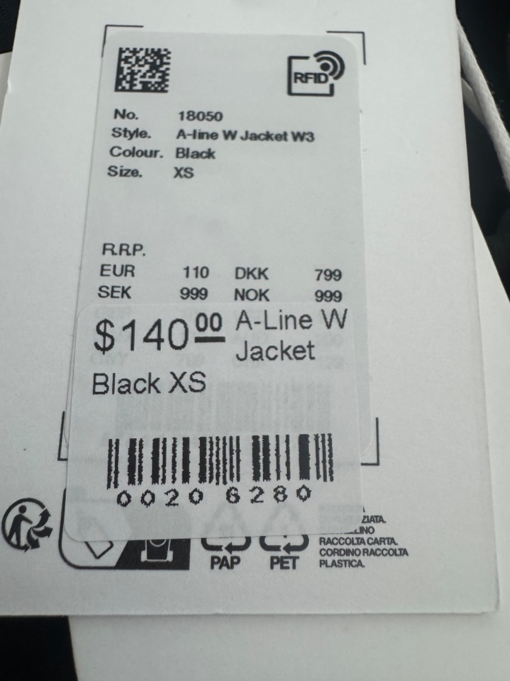 NWT Rains Black Jacket XS - Picture 3 of 3